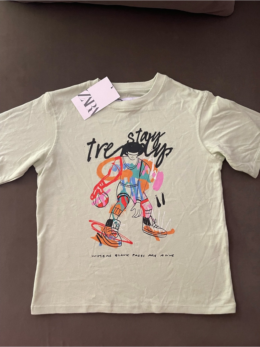 NWT Zara Kids Cream Graphic Tee - 'Stay Trendy'